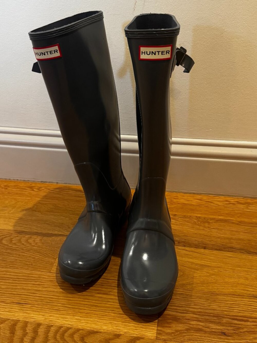 Hunter Original Tall Gloss Rain Boots Gray Charcoal Women's US 7 EU 38